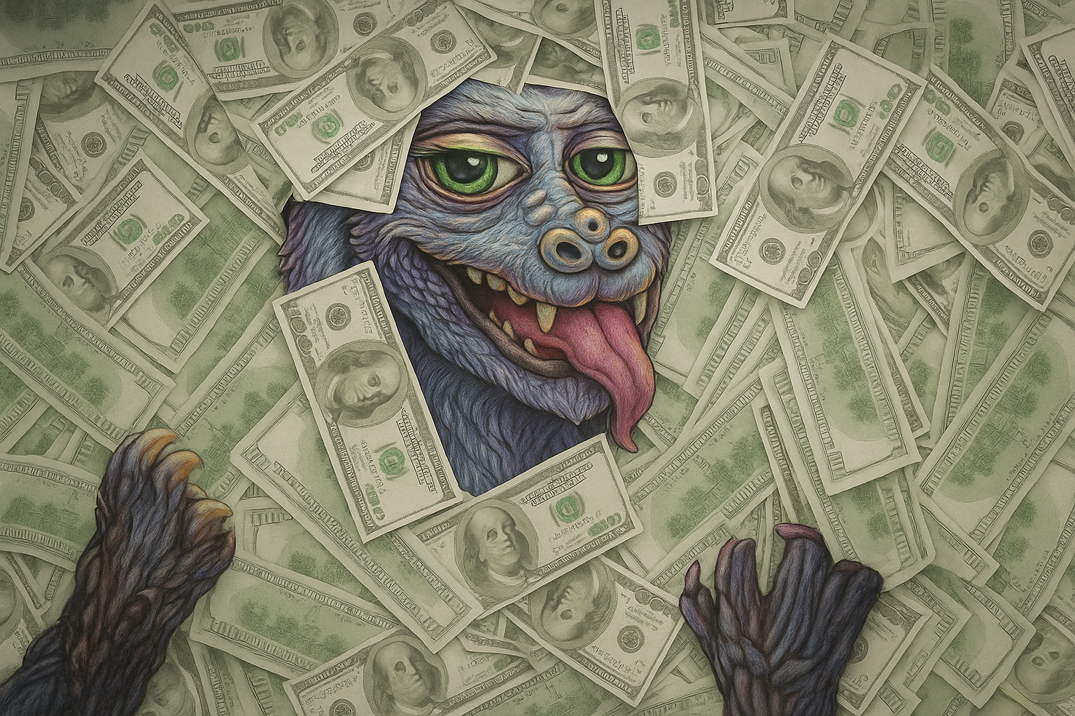 LIZLORD surrounded by money